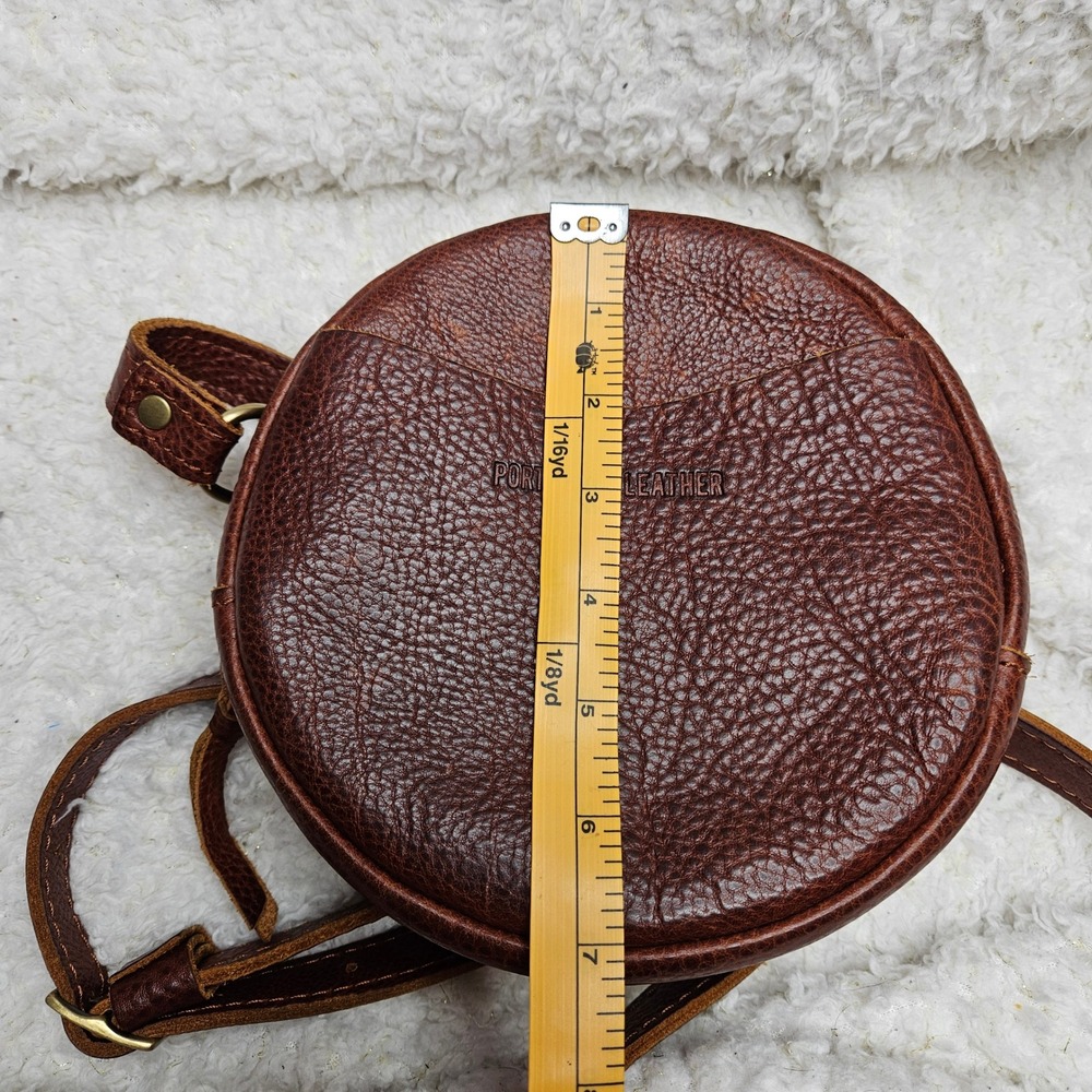 Portland Leather Almost Perfect Pebble Leather Circle Crossbody in Nutmeg - Picture 9 of 11